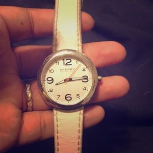 White and silver Sperry watch
